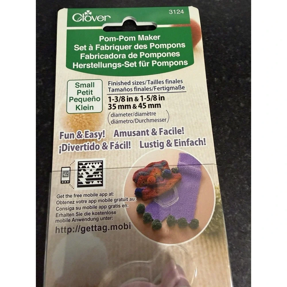 Clover Pom-Pom Maker Small Set 2 Sizes 1-3/8